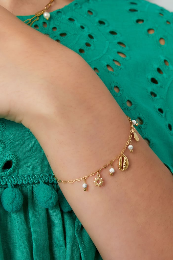 Armbandanhänger und Steine – Goldfarbe - Goldfarbefarbe h5Bild2
